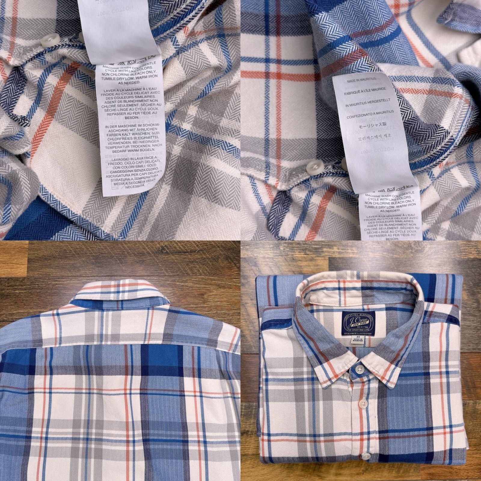 J.Crew J.CREW Shirt Mens M Button-Up Flannel Plaid Long Sleeve Blue Cotton Pocket Vintage? No. Size US M / EU 48-50 / 2 - 8 Thumbnail