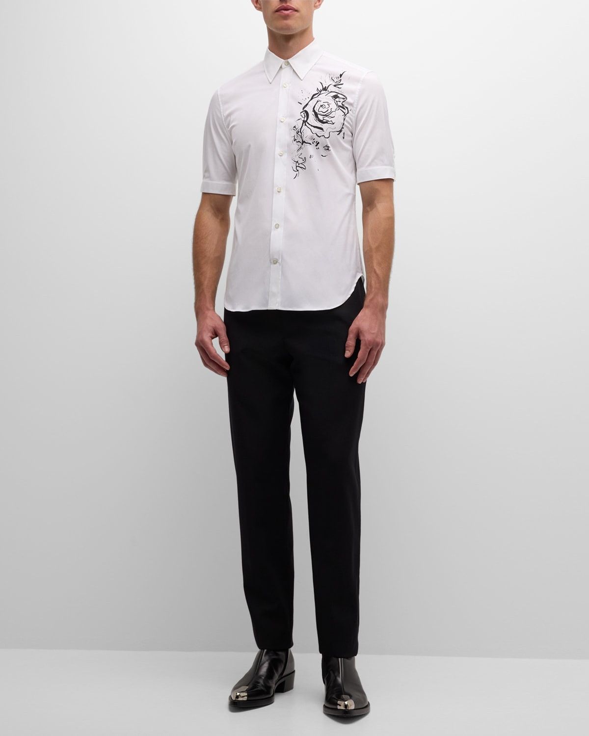 Alexander McQueen o1w1db10725 Wax Floral-Print Dress Shirt in White Size US XL / EU 56 / 4 - 3 Thumbnail