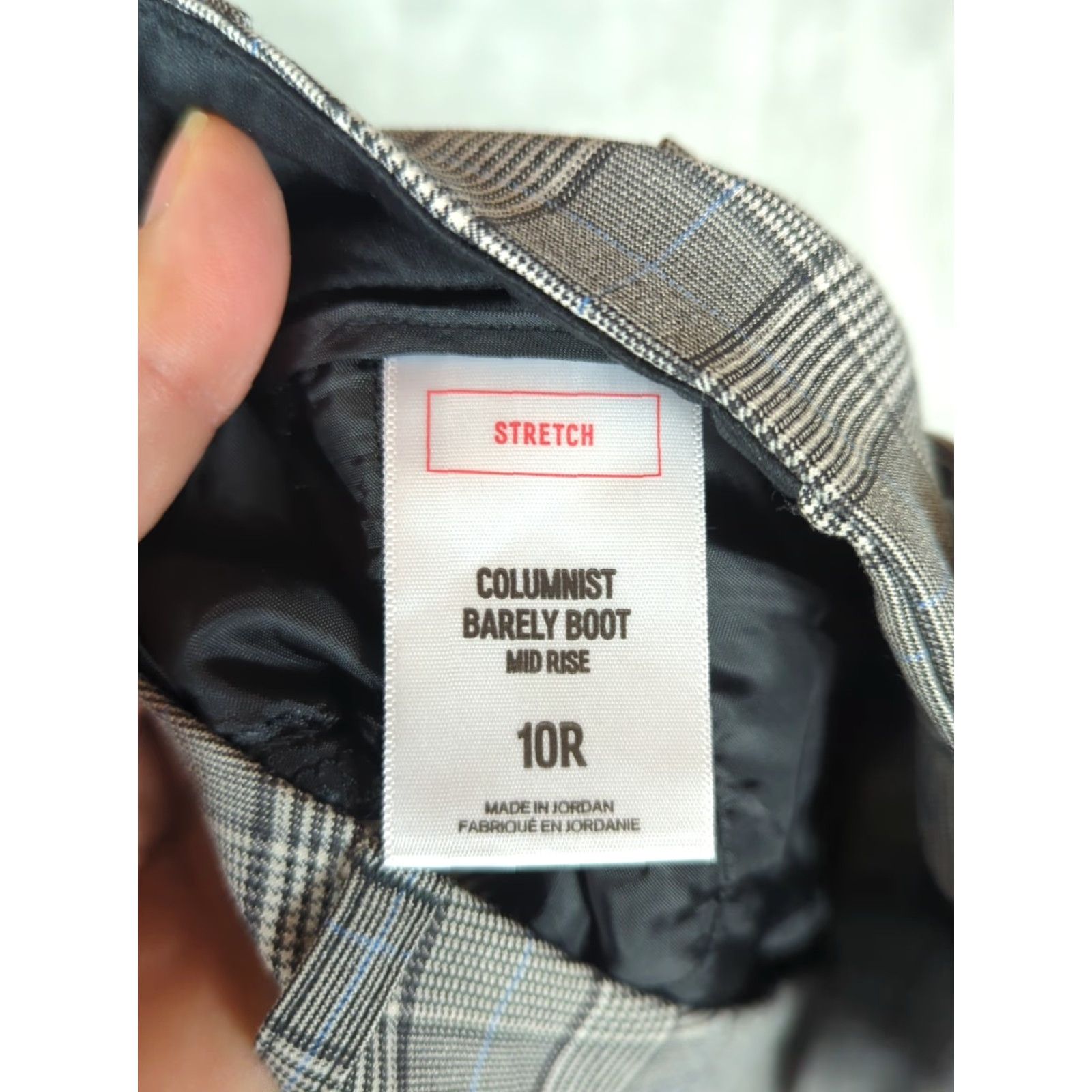 Express Express Columnist Barely Boot Mid Rise Stretch Pants Women 10R Gray Plaid Dress Pants, Bootcut, Regular Fit Size 32" / US 10 / IT 46 - 6 Thumbnail