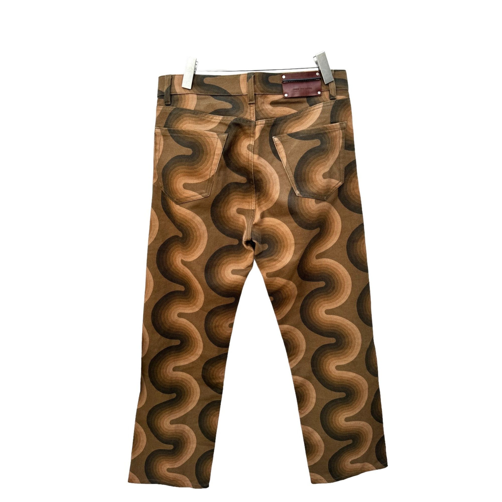 Dries Van Noten X Verner Panton Brown Cotton Wave Pants Size US 30 / EU 46 - 4 Thumbnail