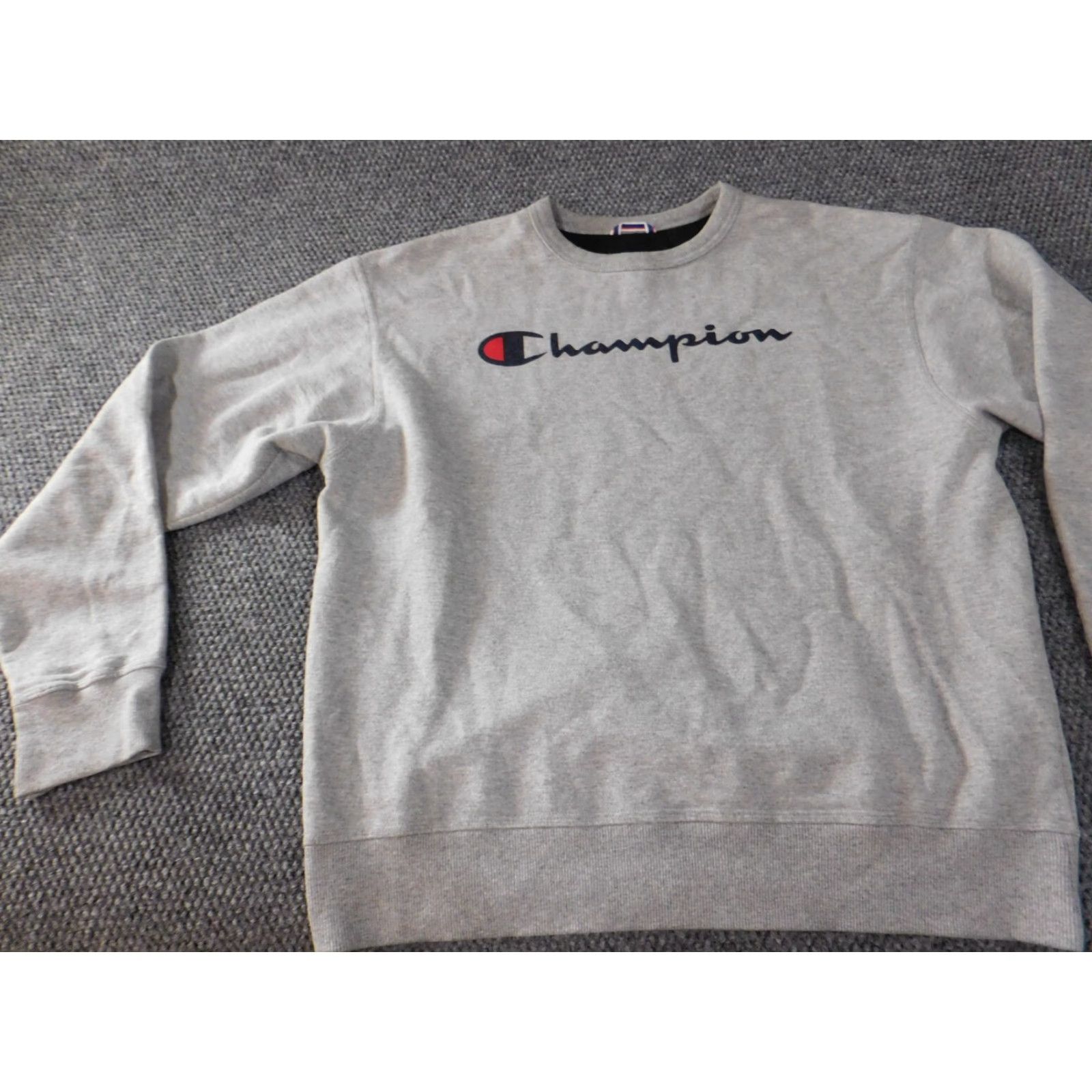 Champion Champion Sweatshirt Men L Gray Logo Crewneck Long Sleeve Knit Pockets Vintage Retro Style Pullover Classic Fit Regular Size US L / EU 52-54 / 3 - 3 Thumbnail