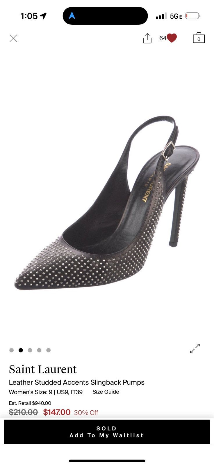 Saint Laurent Paris Saint laurent studded heels Size US 8 / IT 38 - 2 Thumbnail
