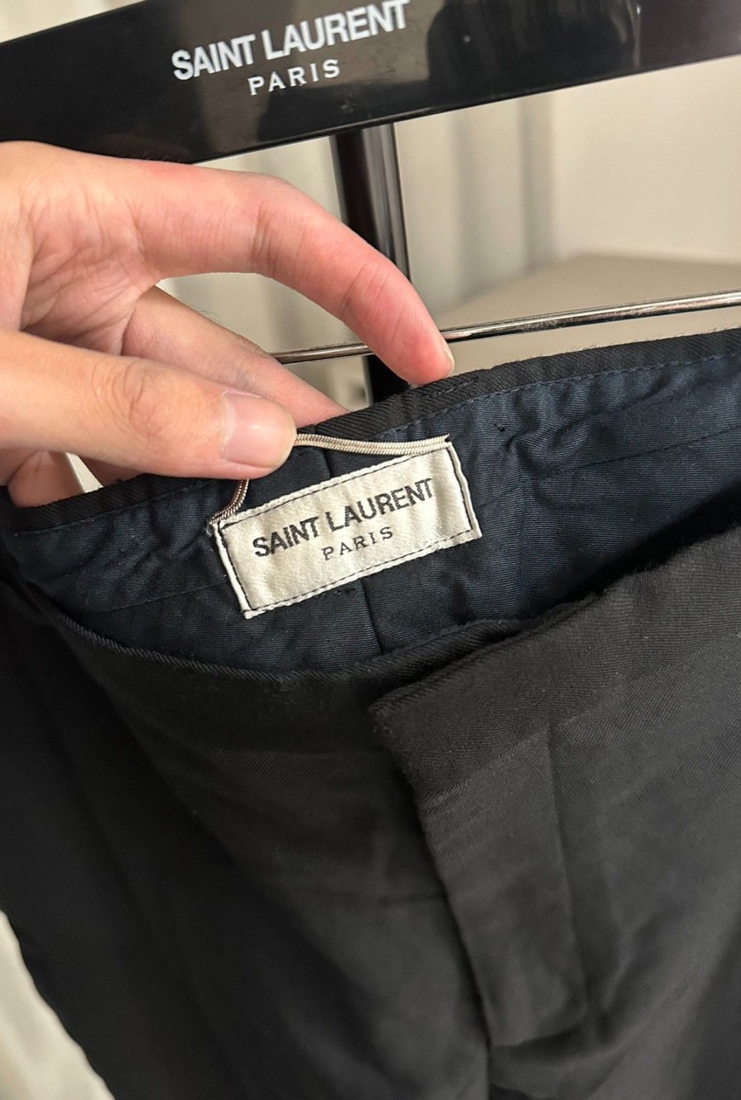 Saint Laurent Paris Saint Laurent SLP 2014SS Pure Black Wool Cigarette Pants Size US 36 / EU 52 - 4 Thumbnail