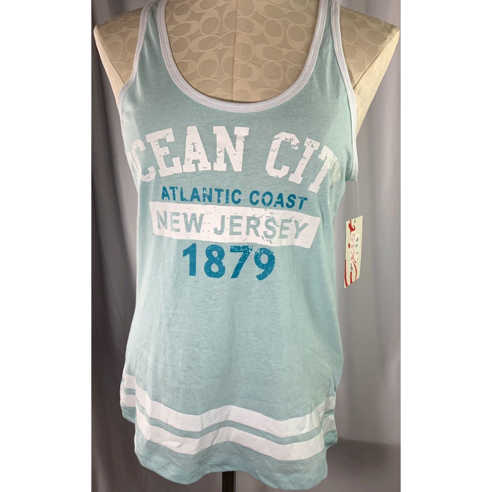 Vintage Exist Women's Tank Large Seablue Aqua Ocean City NJ Atlantic Coast New Size L / US 10 / IT 46 - 3 Thumbnail