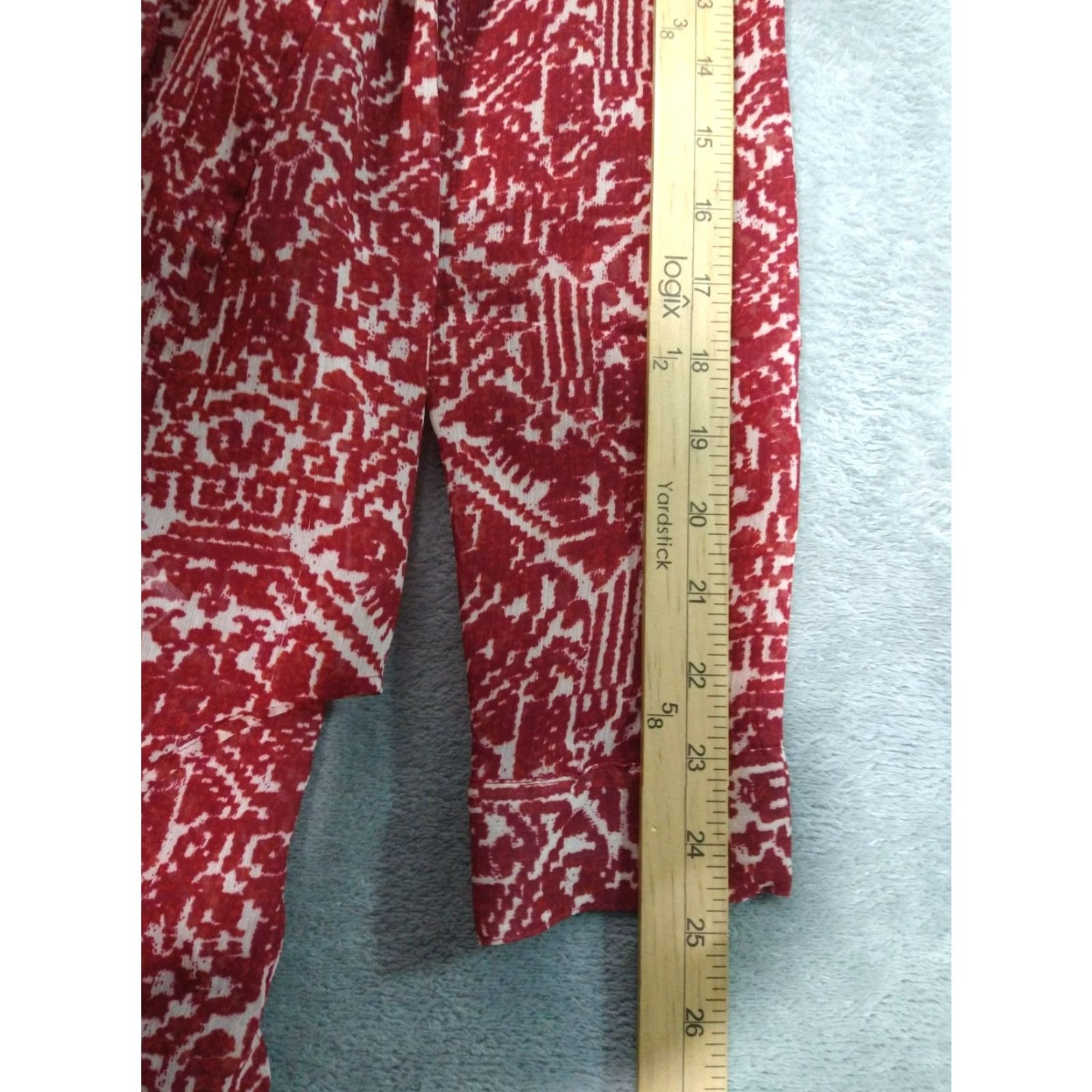 Lucky Brand Lucky Brand Shirt Womens Medium Red Henley Long Sleeve Semi Sheer Tunic Top Boho Size M / US 6-8 / IT 42-44 - 6 Thumbnail