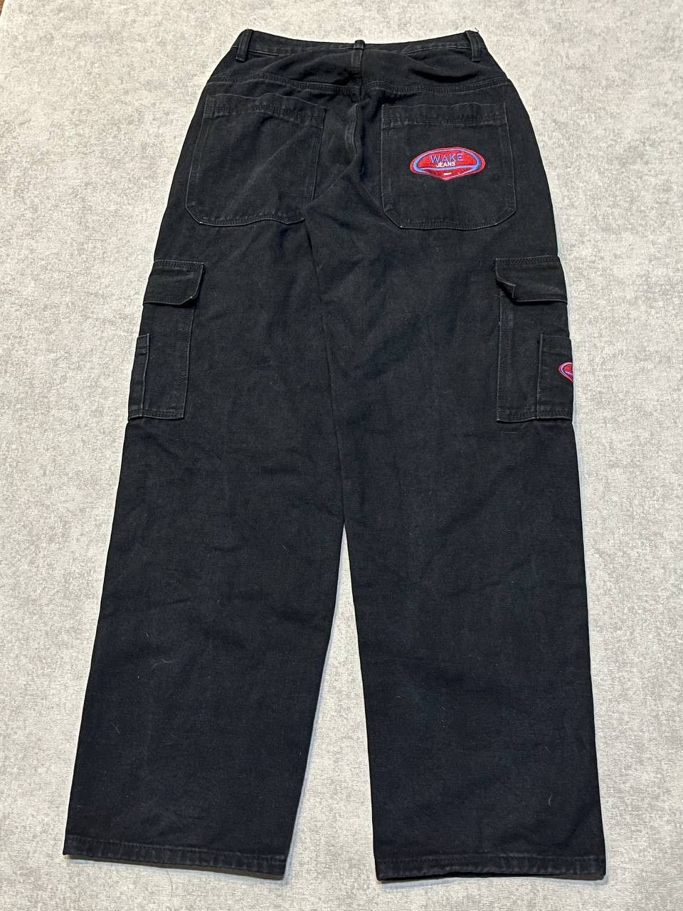 Other Wake Cargo Jeans Denim Black Logo Washed Rap Size US 28 / EU 44 - 2 Thumbnail
