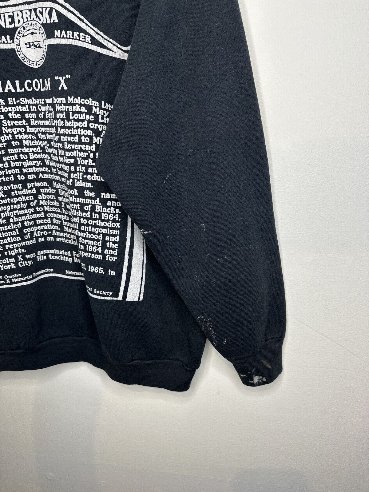 Fruit Of The Loom × Vintage Vintage Malcolm X Nebraska Black Crewneck Sweatshirt Size US L / EU 52-54 / 3 - 4 Thumbnail