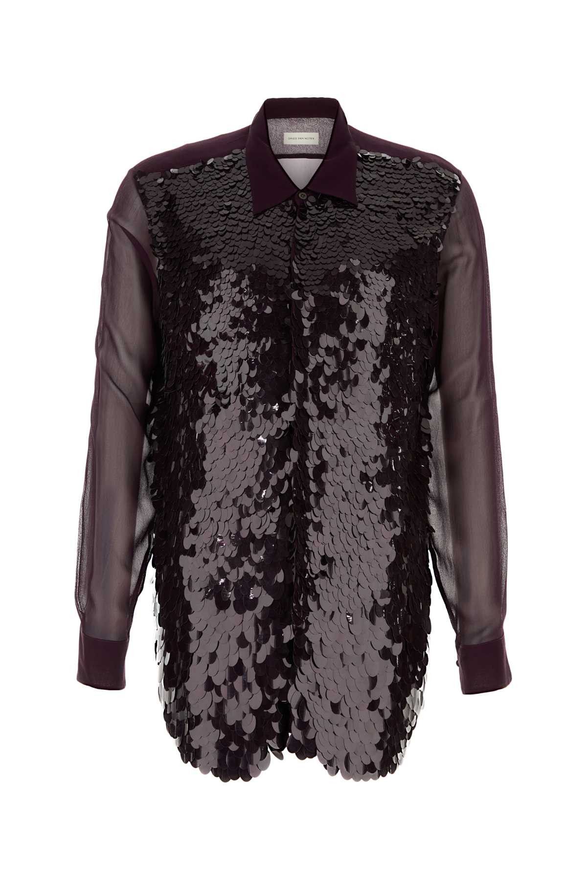 Dries Van Noten Purple Crepe Curles Shirt Size US XL / EU 56 / 4 - 1 Thumbnail
