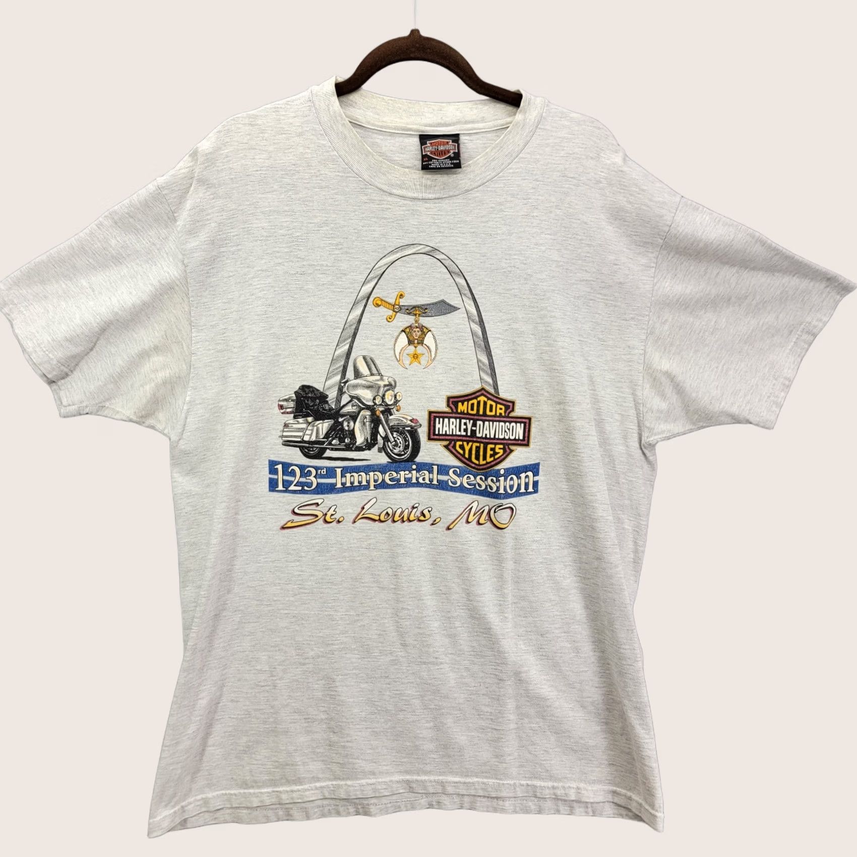 Harley Davidson HARLEY-DAVIDSON shirt XL Vintage Mens T-Shirt White 90s St Louis MO Logo Solid Cotton Crew Neck Size US XL / EU 56 / 4 - 1 Thumbnail