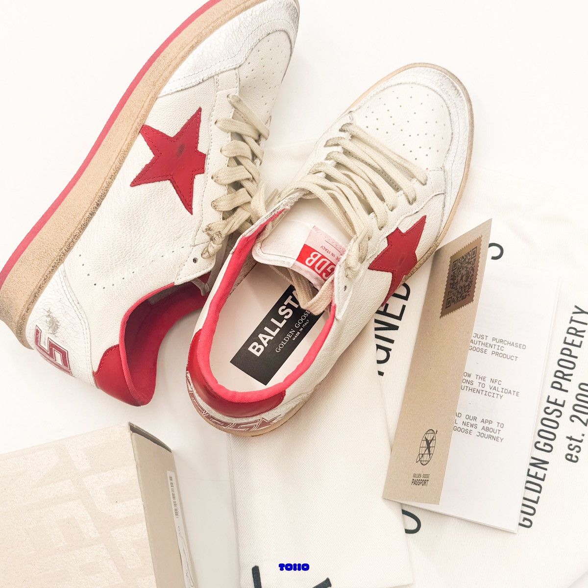 Golden Goose Golden Goose Ballstar White/Red Size US 9 / IT 39 - 2 Thumbnail