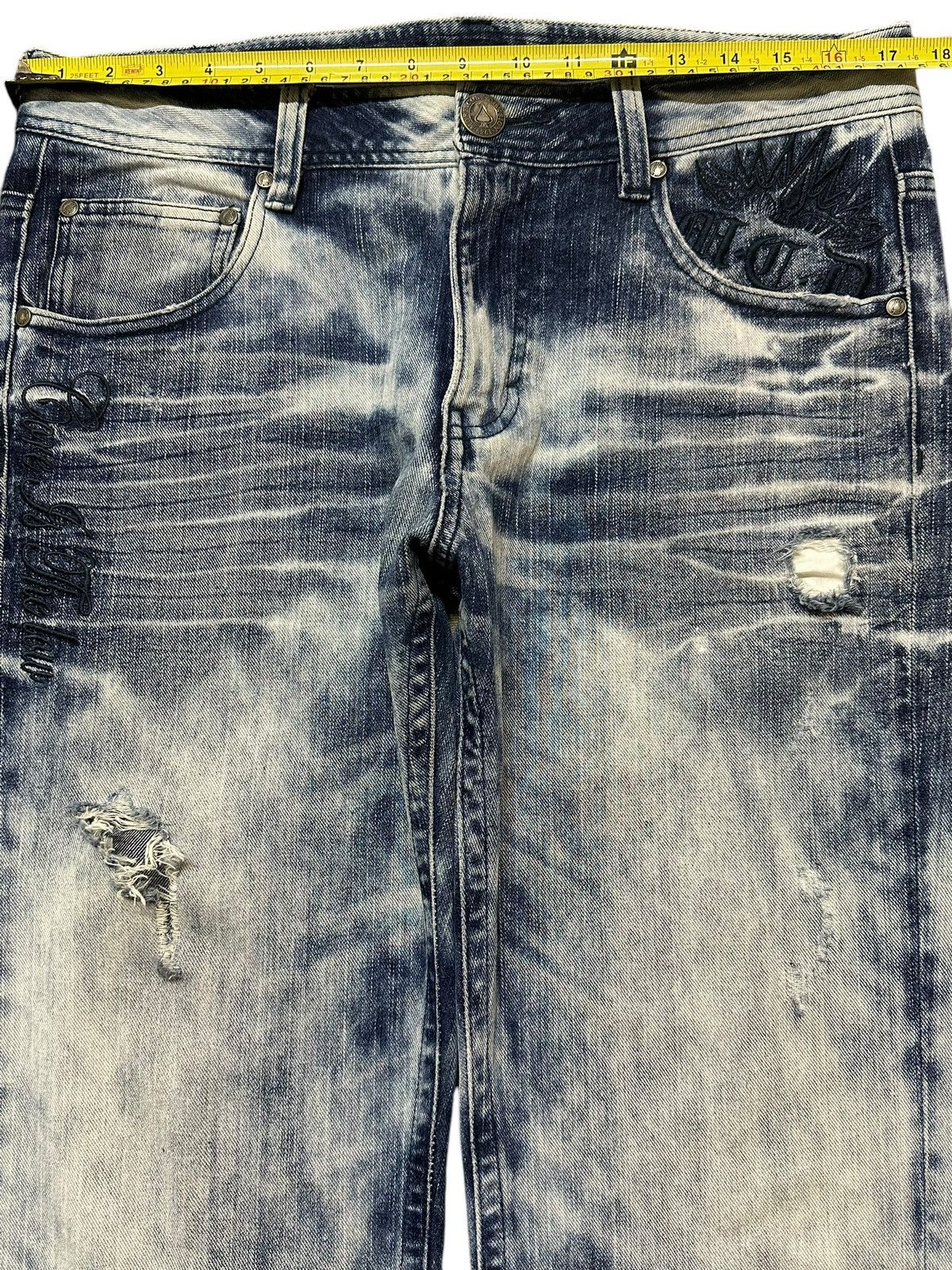 If Six Was Nine Vintage Japanese Brand Acid Wash Style Distress Style Jeans Size US 34 / EU 50 - 13 Thumbnail
