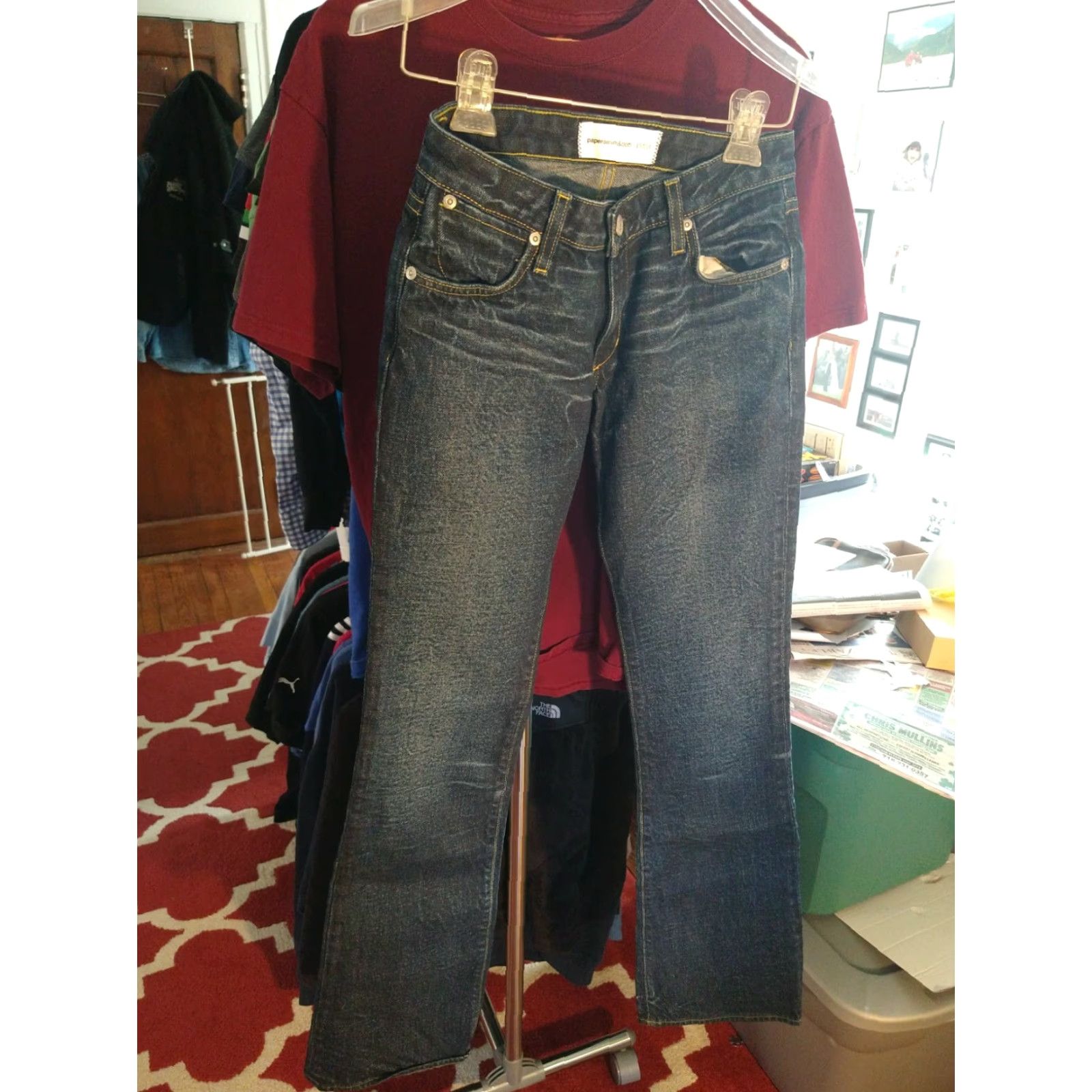 Vintage NWT Paper Denim And Cloth Jeans Women's Super Low 5 Flare Size 25 Blue Flared 100% Cotton USA Women's Jeans NWT Size 42" / US 20 - 3 Thumbnail