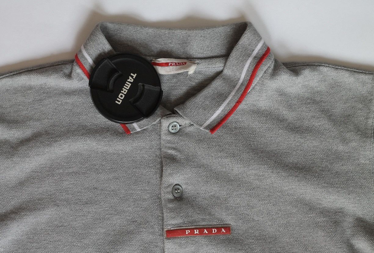 Prada Vintage Prada red tab grey polo t shirt size M medium Size US M / EU 48-50 / 2 - 7 Thumbnail