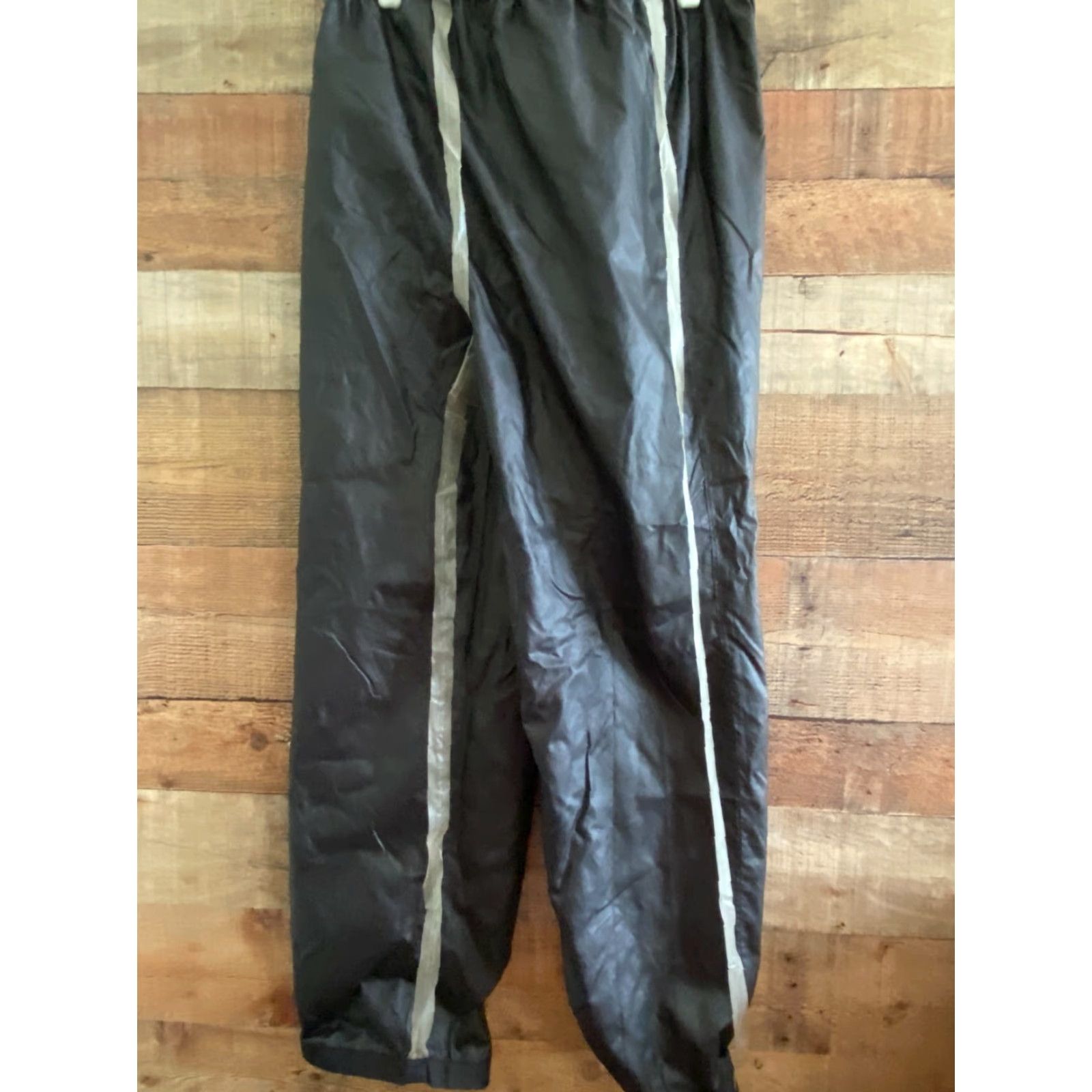 Vintage LL Bean Nylon Rain Pants Mens Med Reg Black Drawstring Button Bottoms Size US 34 / EU 50 - 4 Thumbnail