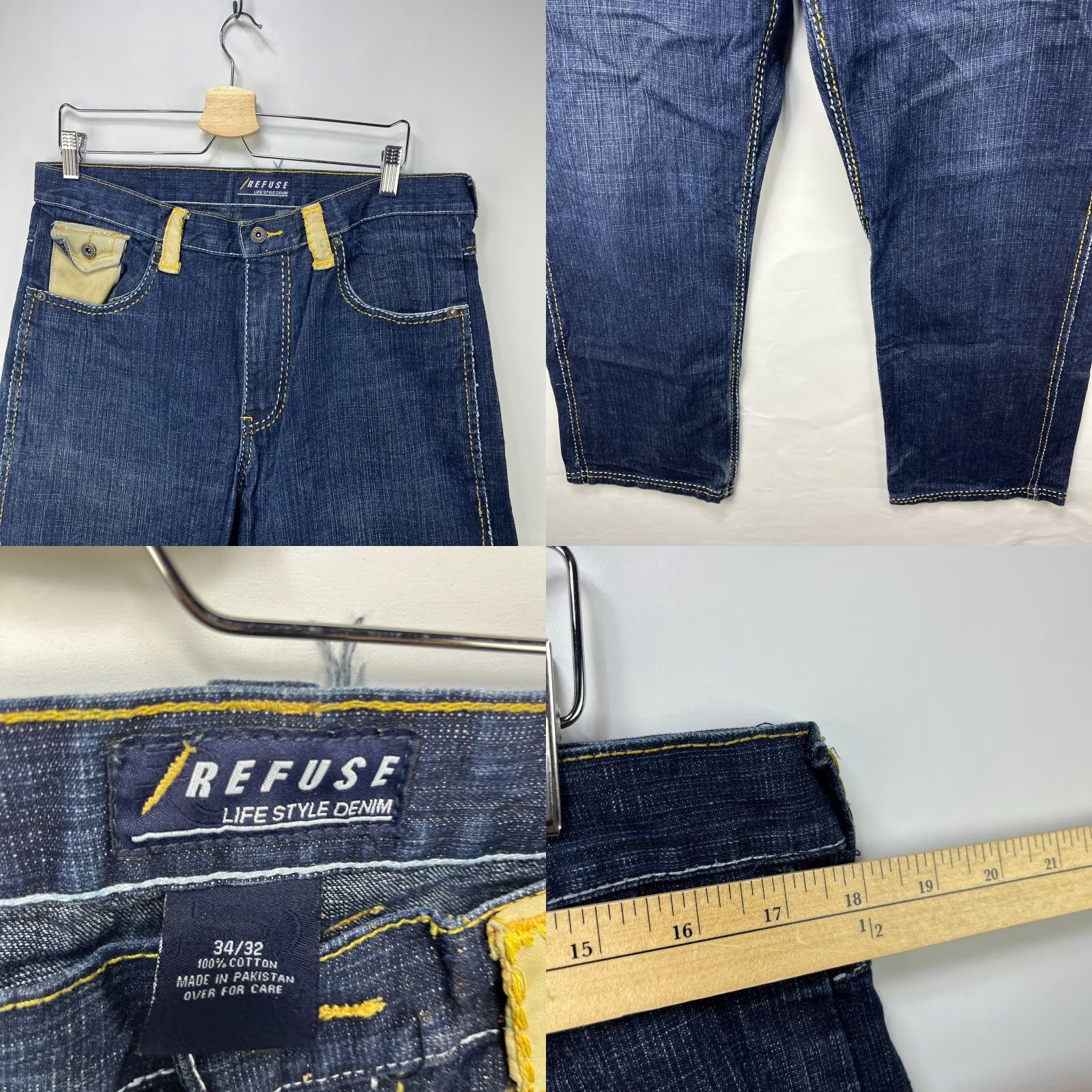Vintage VINTAGE PACO Jeans Skater 34 x 32 Denim Wide-Leg Men Blue Refuse Baggy Dragon Embroidered Size US 34 / EU 50 - 8 Thumbnail