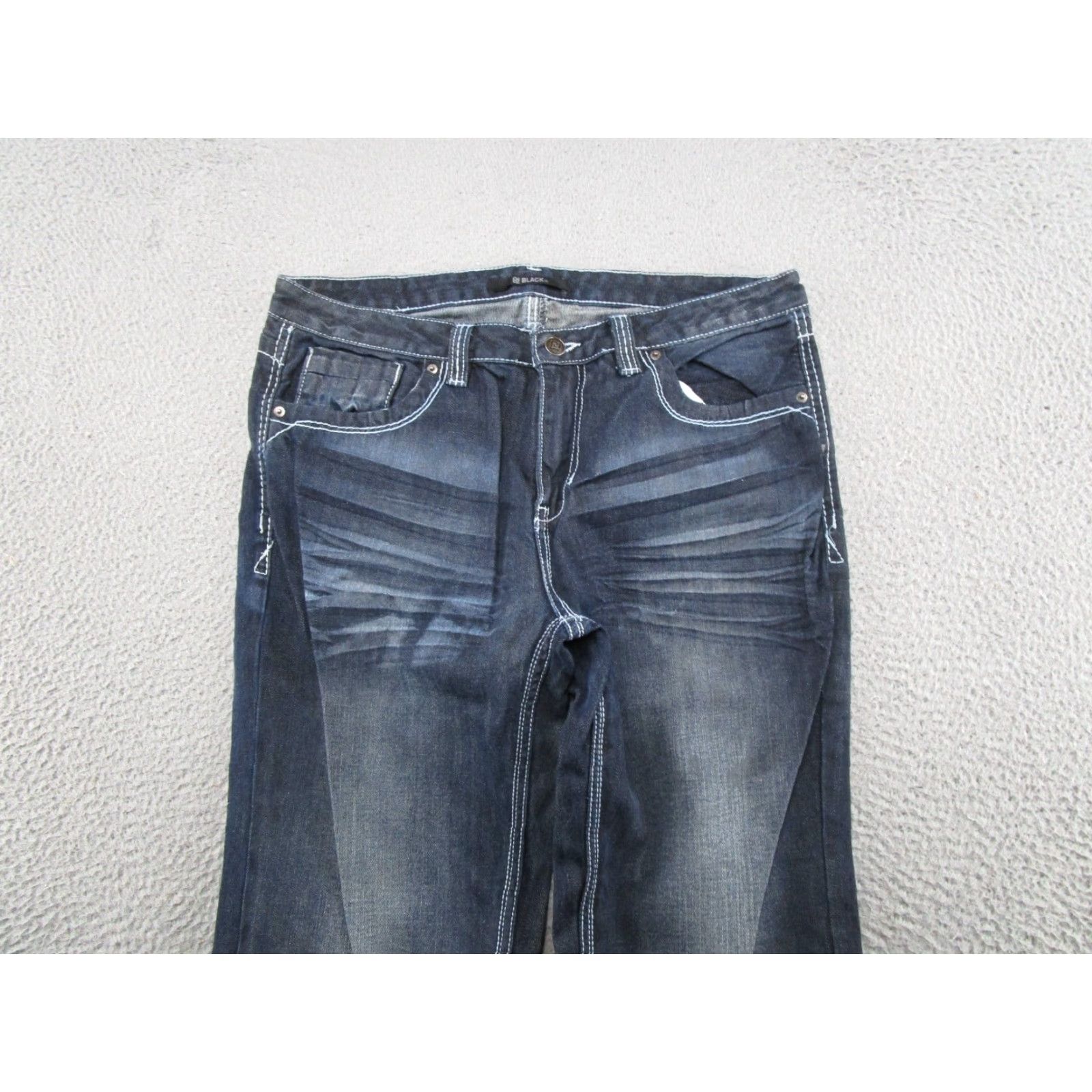 Denime CJ Black Jeans Mens Dark Wash Blue Denim Straight Leg Flap Pockets Size 34x34 Size US 34 / EU 50 - 3 Thumbnail