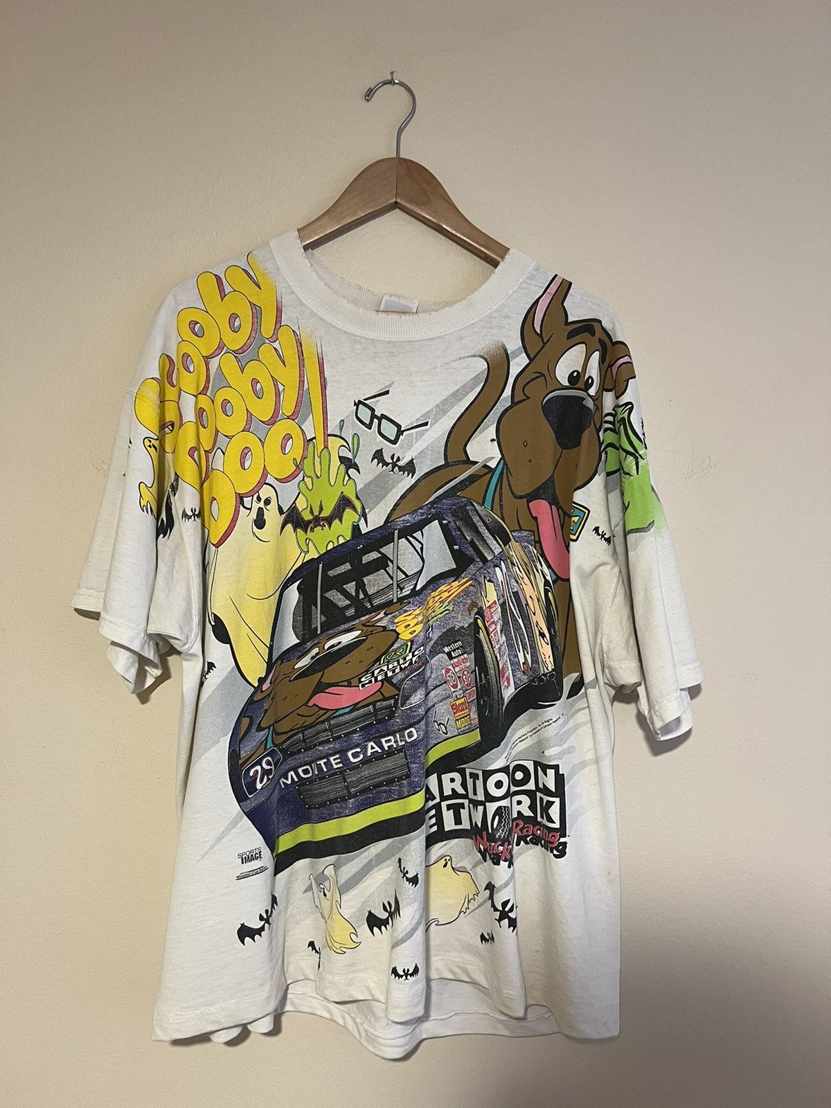 image of Vintage Scooby Wacky Racing Aop in White, Men's (Size 2XL)