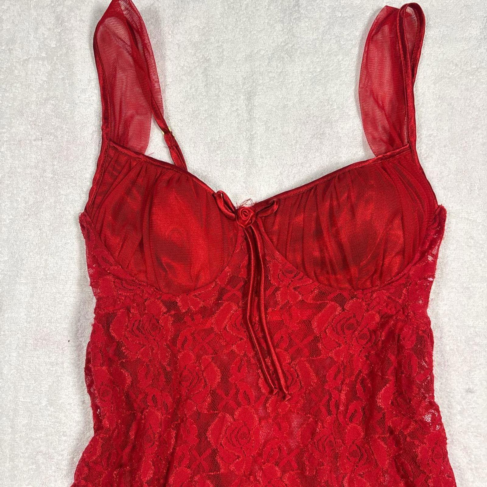 Other vintage red lace slip lingerie top or dress Size L / US 10 / IT 46 - 1 Thumbnail