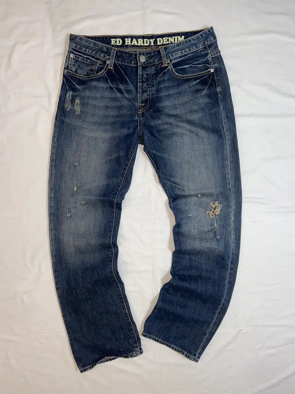 Ed Hardy VINTAGE ED HARDY Y2K RAP JEANS AFFLICTION DENIM PANTS JAPAN Size US 34 / EU 50 - 2 Thumbnail