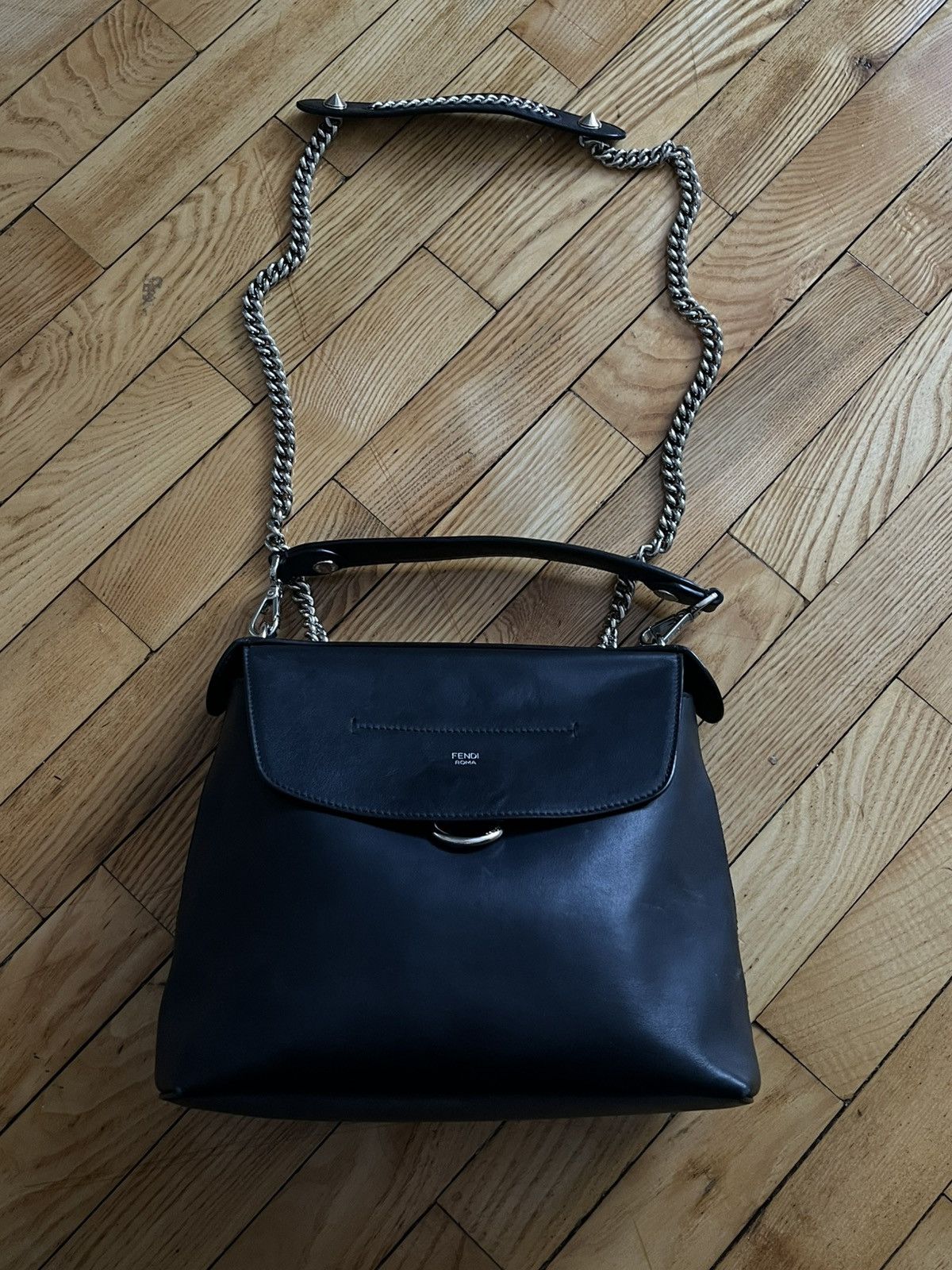 Fendi Fendi Roma Black Leather Convertible Bag / Backpack 2-Way Size ONE SIZE - 1 Thumbnail