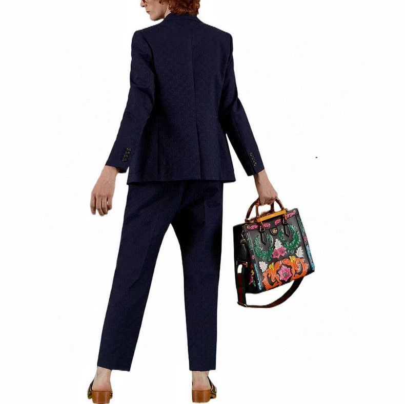 Gucci Gucci Dark blue double G full print logo straight loose ca Size US 36 / EU 52 - 9 Thumbnail