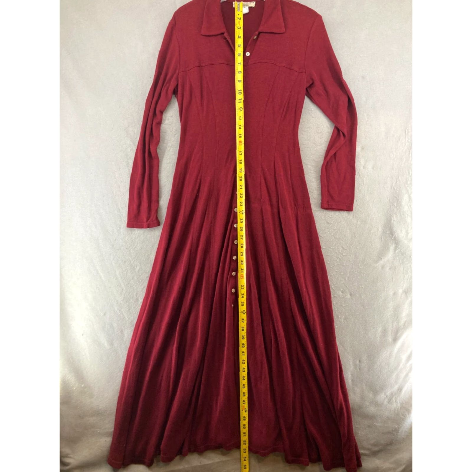 Vintage VINTAGE Karen Alexander Womens Dress Maxi Long Red Button Up USA MADE Size M / US 6-8 / IT 42-44 - 4 Thumbnail