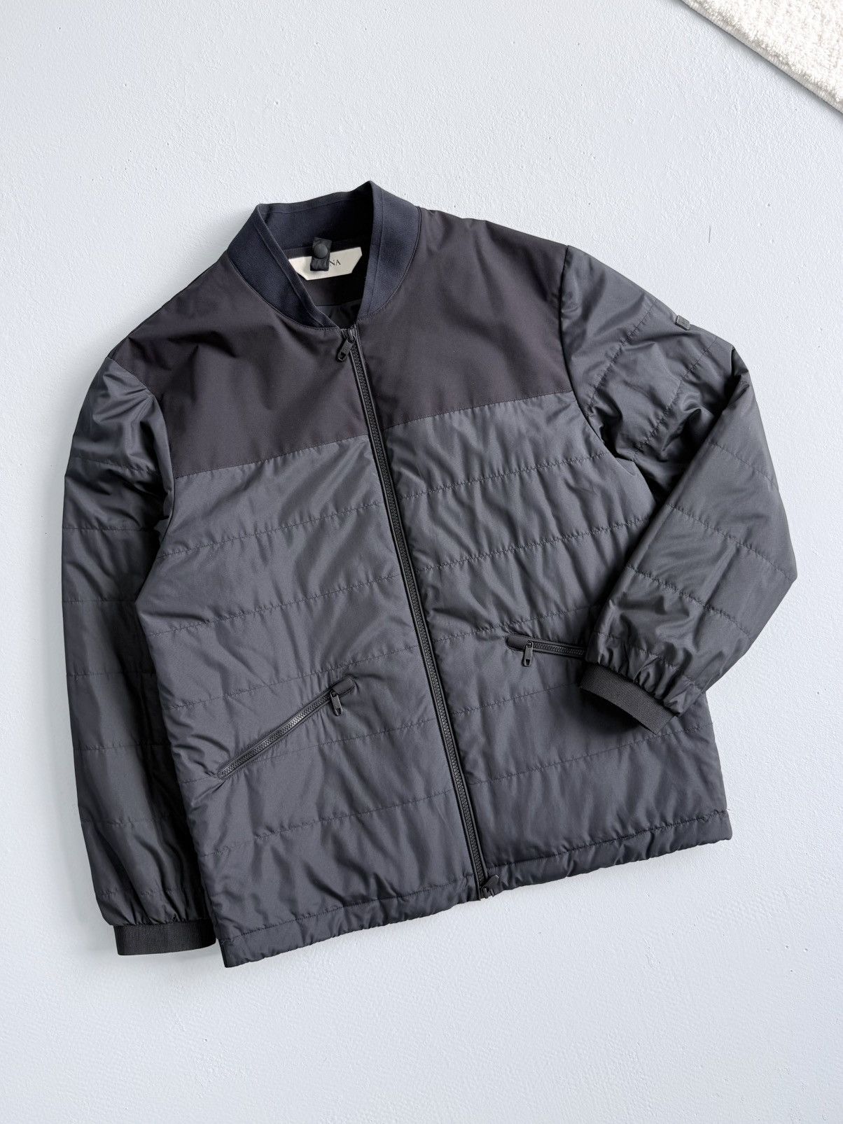 Ermenegildo Zegna ZEGNA Quilted Bomber Jacket Dark Navy Full Zip XL Size US XL / EU 56 / 4 - 1 Thumbnail