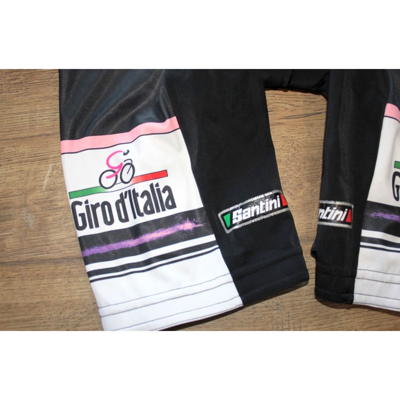 Giro VINTAGE Santini Giro d'Italia cycling mens bib shorts XL Black Santini Bib Shorts Mens XL Black Giro d'Italia Size US 36 / EU 52 - 2 Thumbnail