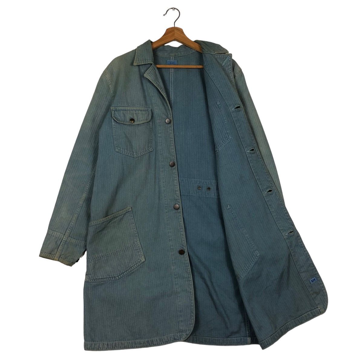 Japanese Brand 🔥Vtg Long Jacket Denim Union Made Lee USA Size US M / EU 48-50 / 2 - 9 Thumbnail