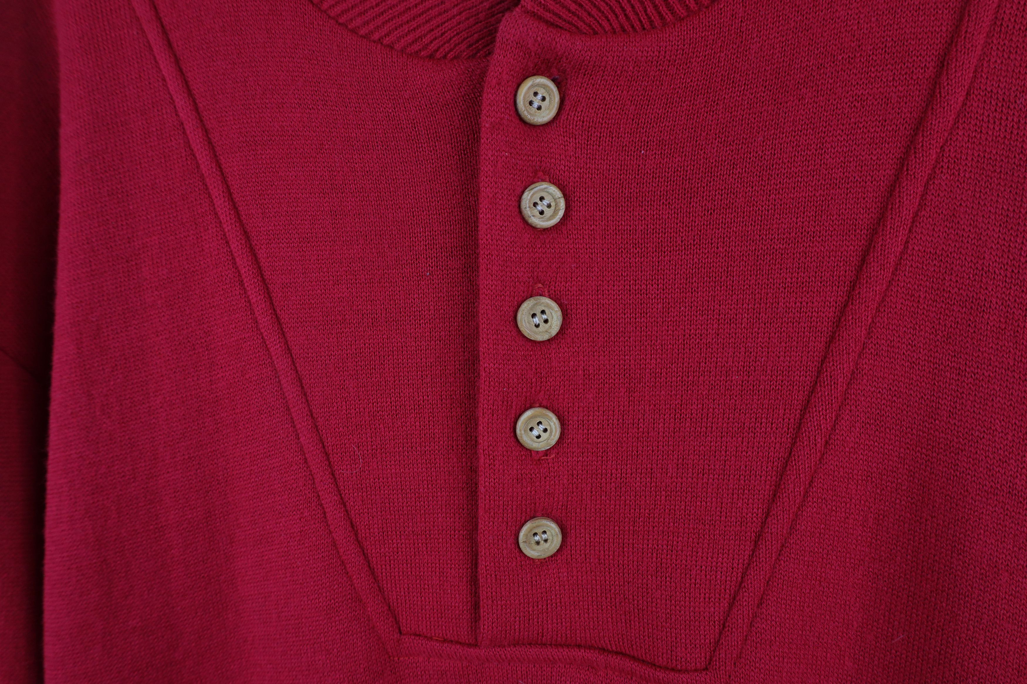 Vintage Vintage 90s Streetwear Knit Pullover Henley Sweater Red Size US XL / EU 56 / 4 - 4 Thumbnail