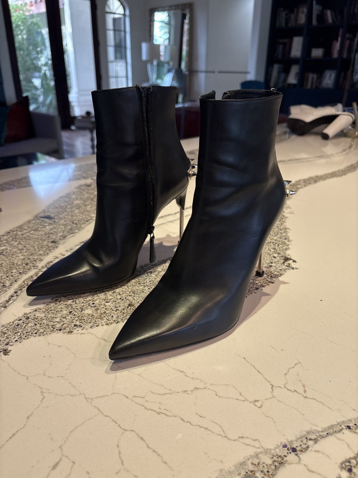 Alexander McQueen Alexander McQueen metal‑spike black leather ankle boots Size US 9 / IT 39 - 4 Thumbnail