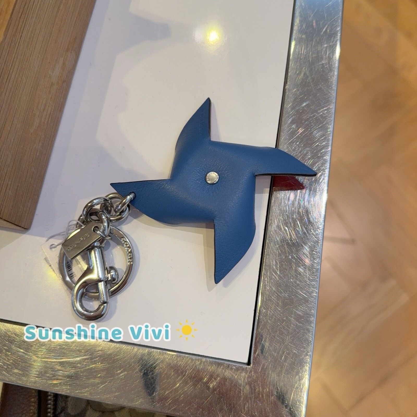 Coach NWT Coach Pinwheel Leather Sky Blue Bag Charm Key Ring CU257 Size ONE SIZE - 3 Thumbnail