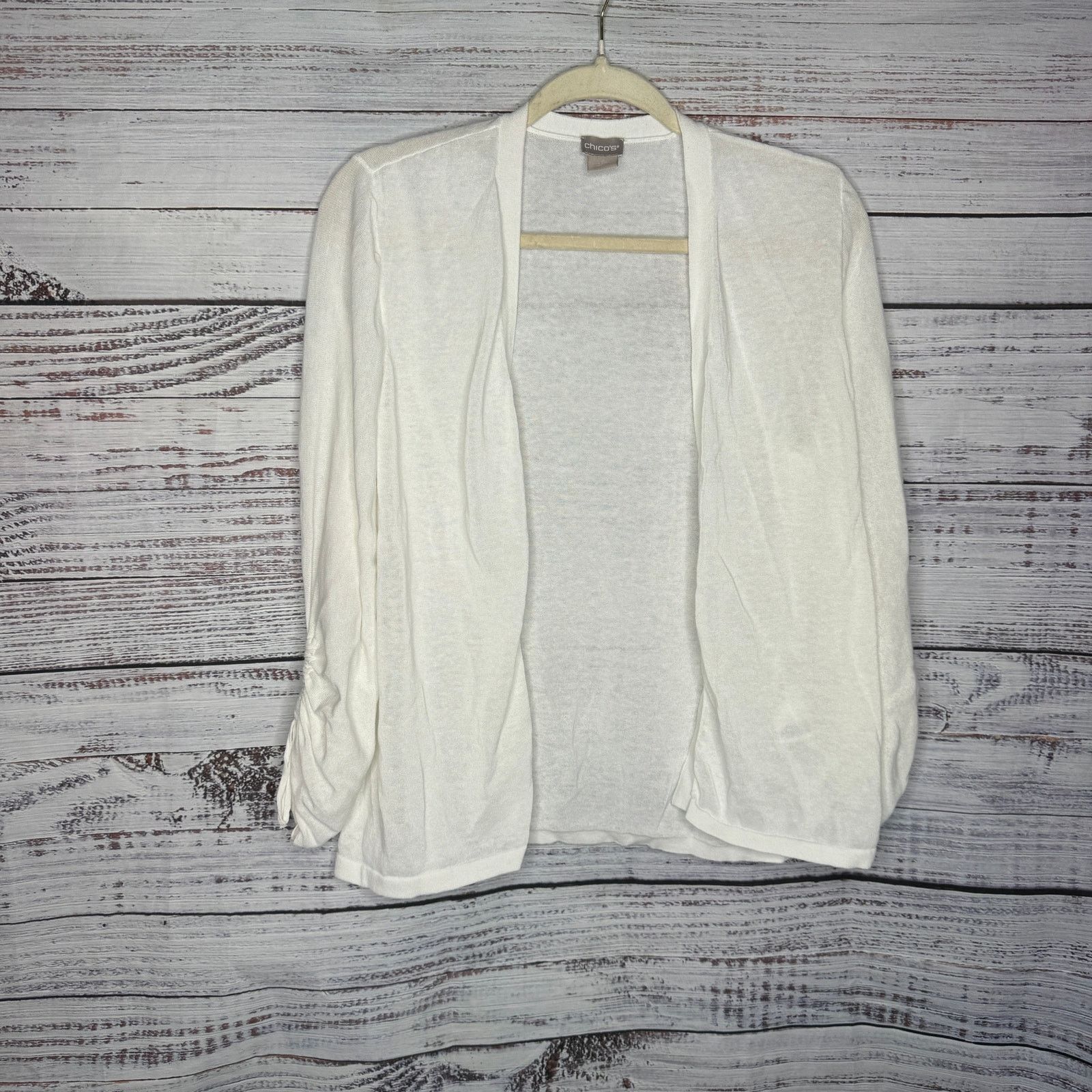 Chicos Chico's White Thin Long-sleeve Cardigan Sweater US lg Size L / US 10 / IT 46 - 1 Thumbnail