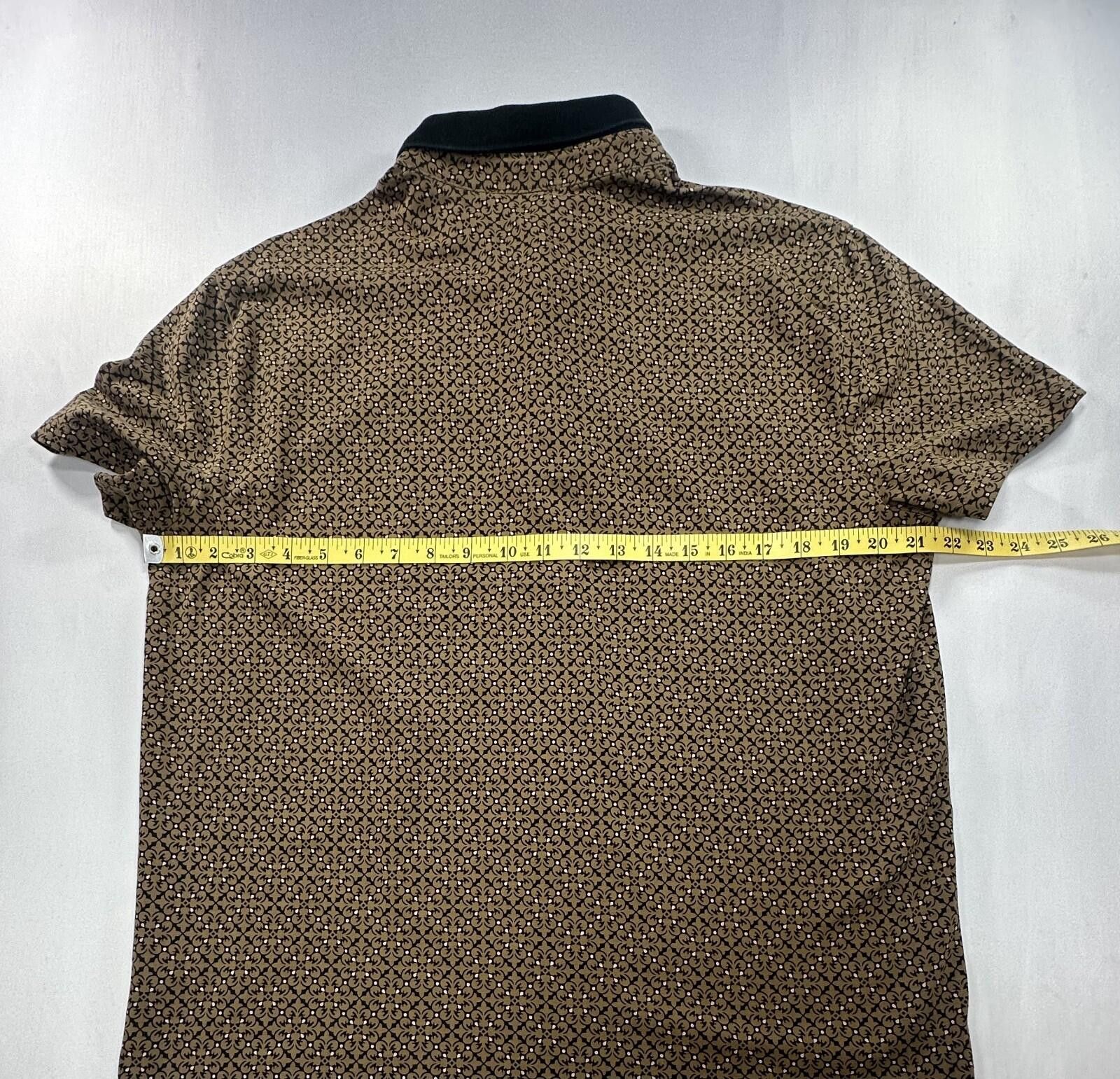 Express Express 1/4 Button Graphic Print Polo Shirt Brown Mens L Size US L / EU 52-54 / 3 - 4 Thumbnail