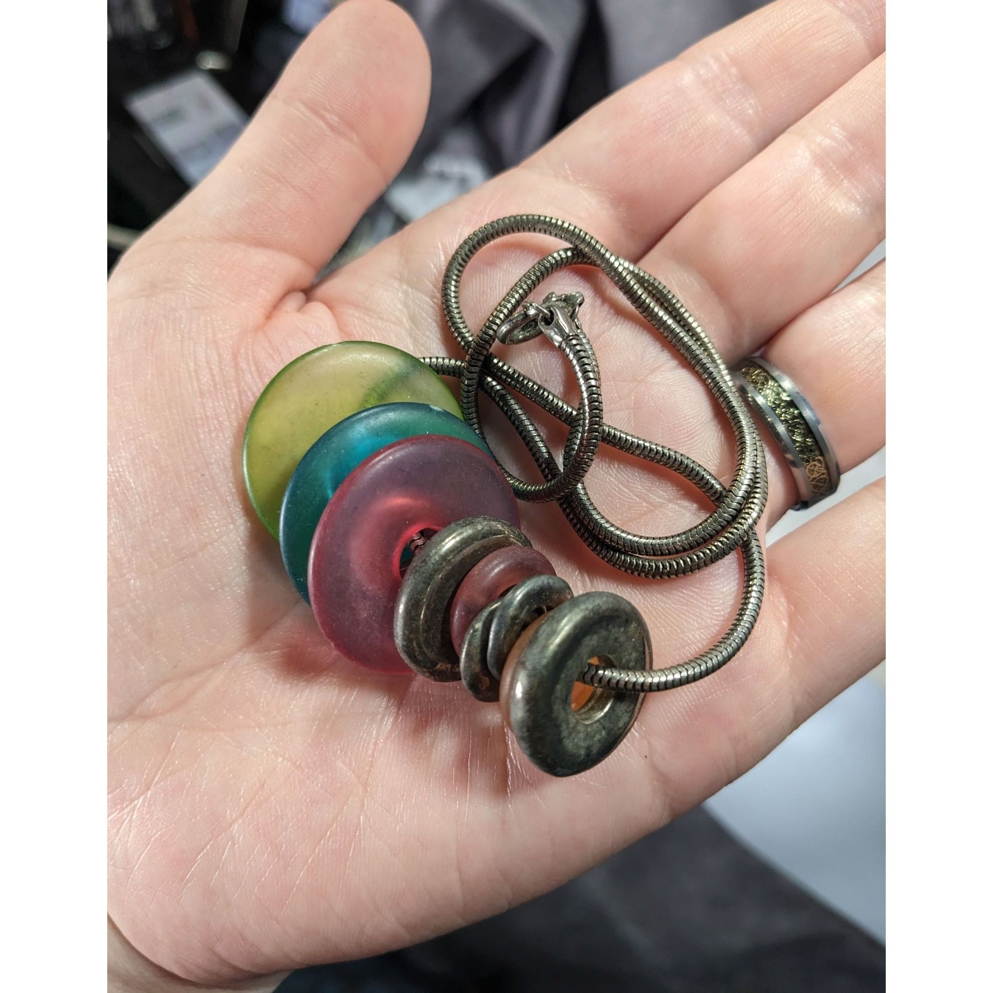 Other Rainbow And Silver Tone Slide Disc Charm Necklace Size ONE SIZE - 3 Thumbnail