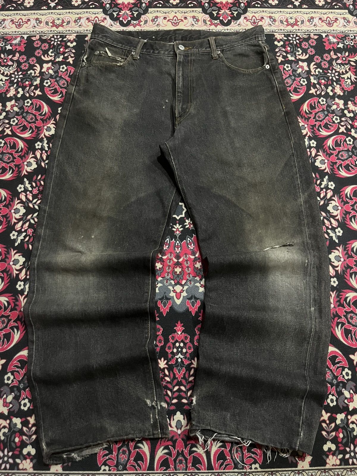 JNCO ⚡️Baggy⚡️Vintage Japanese Brand Brownish Black Frayed Leg Jean Size US 34 / EU 50 - 1 Thumbnail