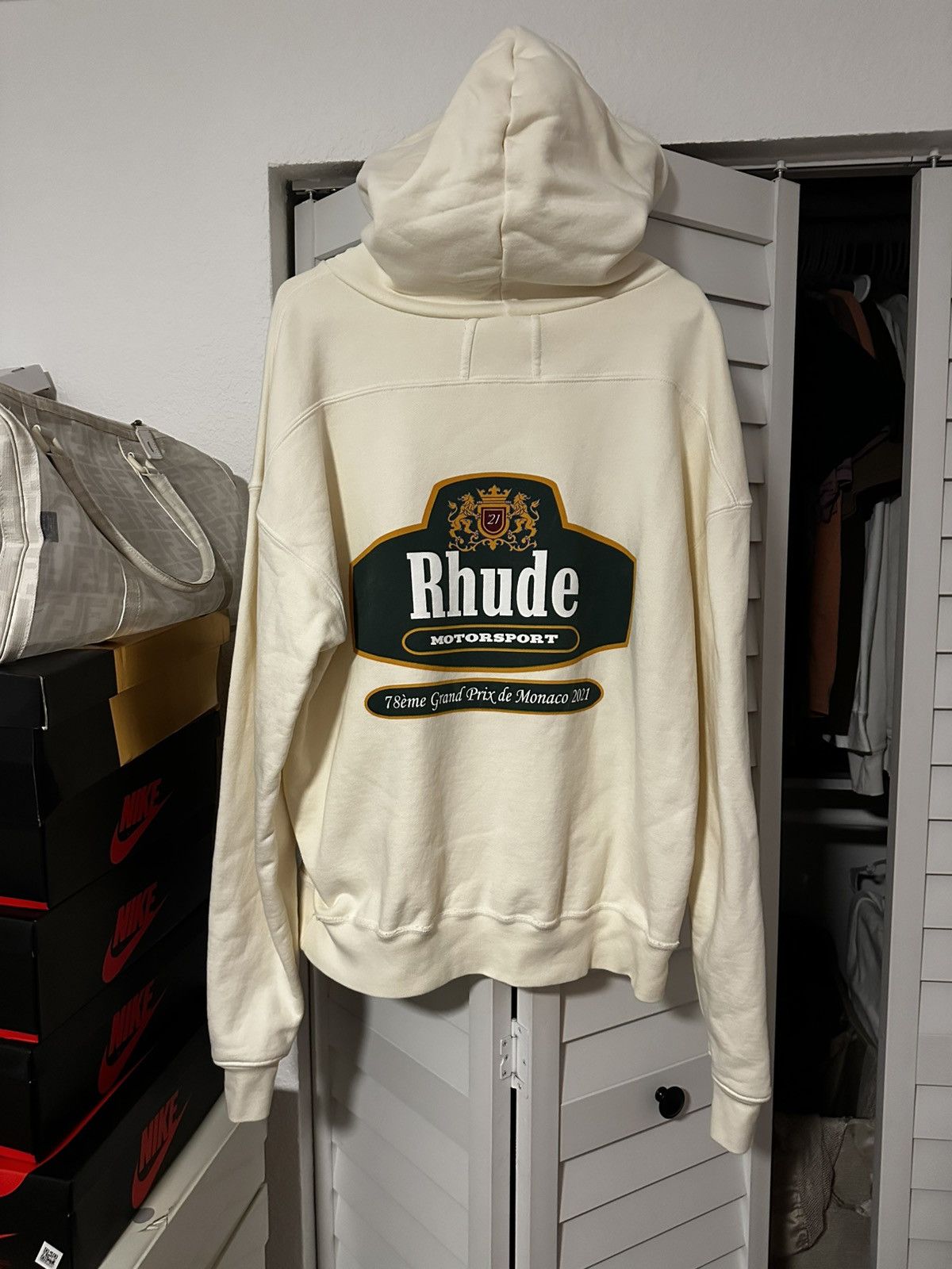 Rhude Rhude Motorsport Hoodie Cream Size US S / EU 44-46 / 1 - 8 Thumbnail