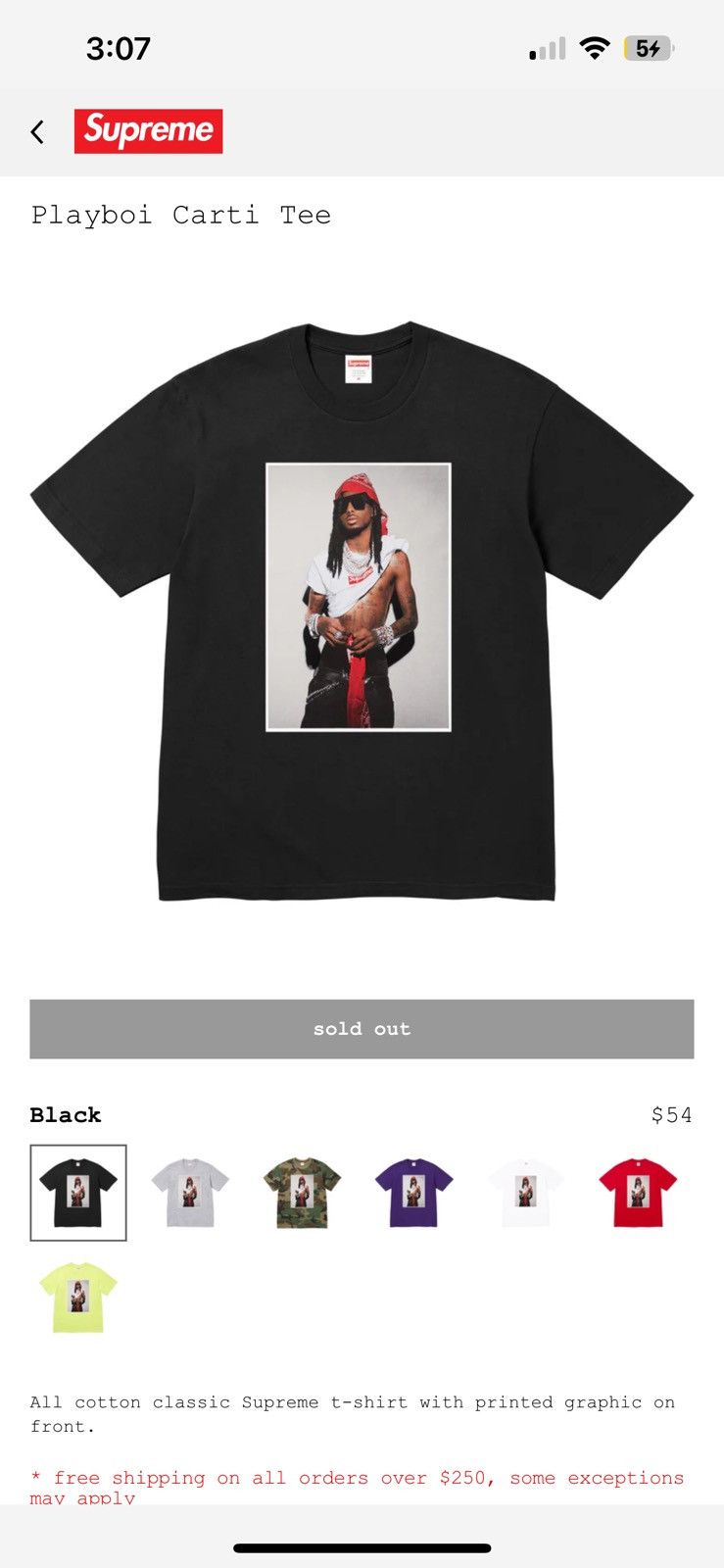 ②【 新品】Supreme Playboi Carti Tee Black L Black ファッション