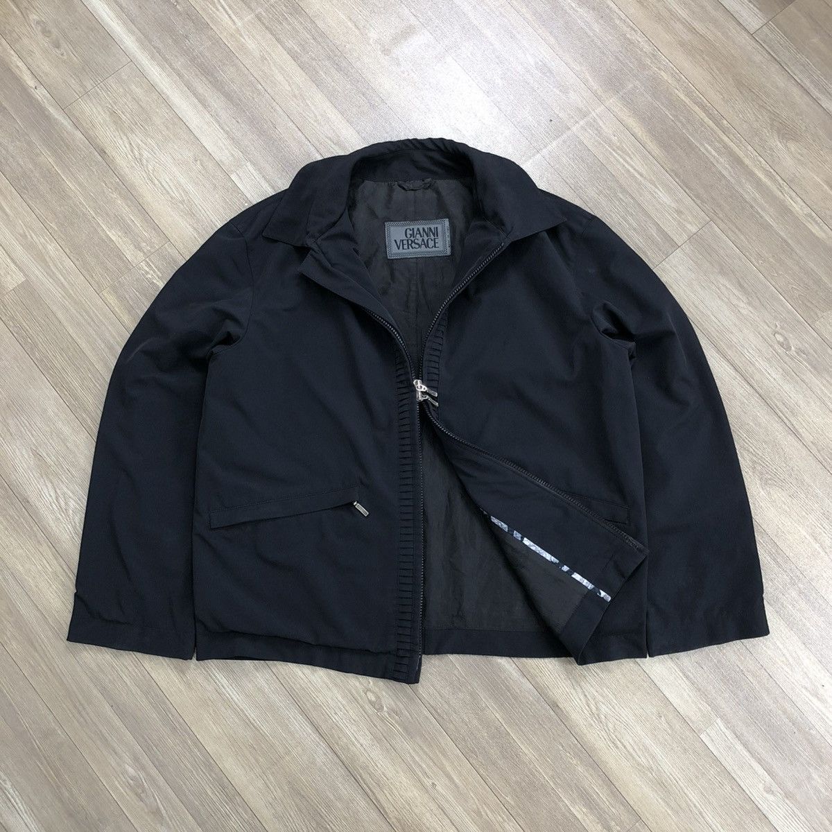 Versace 🇮🇹 Vintage Gianni Vercase Luxury Designer Black Work Jacket Size US L / EU 52-54 / 3 - 3 Thumbnail