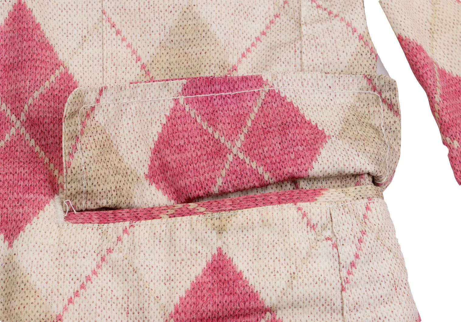 Comme des Garcons Homme Plus Cotton Argyle Knit Transfer Print Jacket Beige Pink S Size US S / EU 44-46 / 1 - 11 Thumbnail