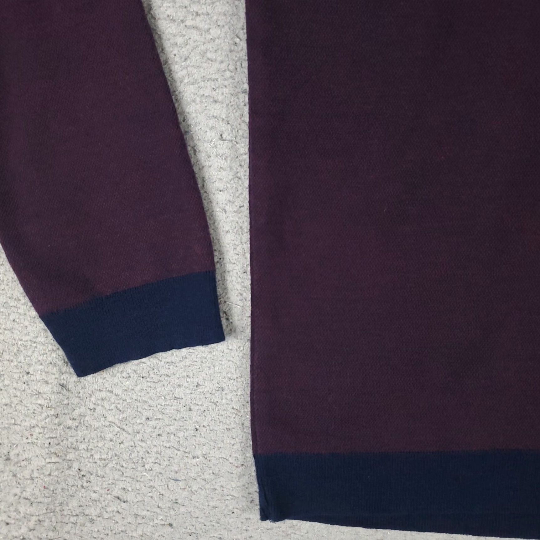 Ted Baker Ted Baker Sweater Mens Purple Long Sleeve Collared Polo Knit Cotton Viscose Regular Fit Mens Size US S / EU 44-46 / 1 - 3 Thumbnail