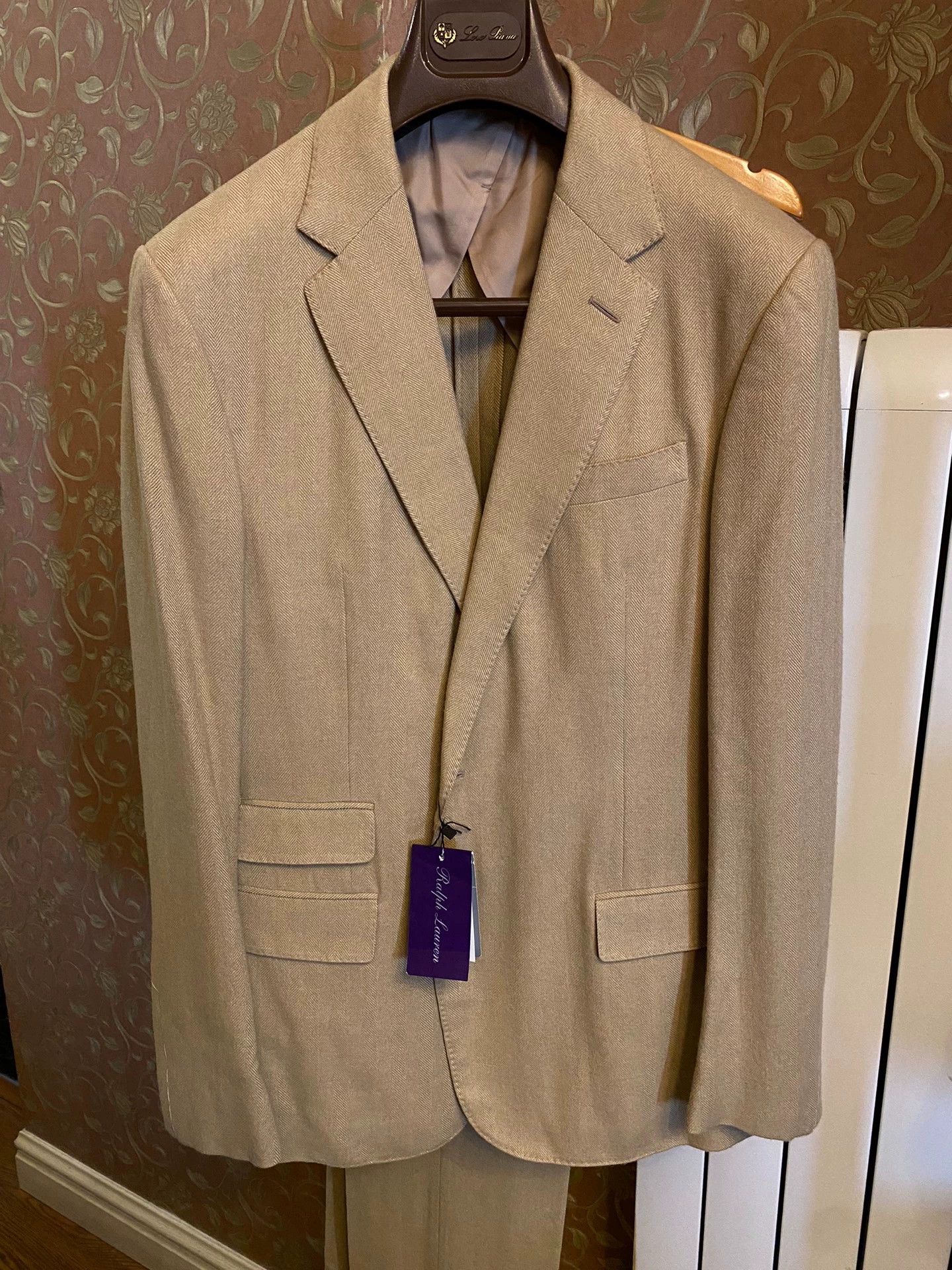 Polo Ralph Lauren RL Purple Label Kent Herringbone Cashmere Wool Suit Italy Size 42R - 4 Thumbnail
