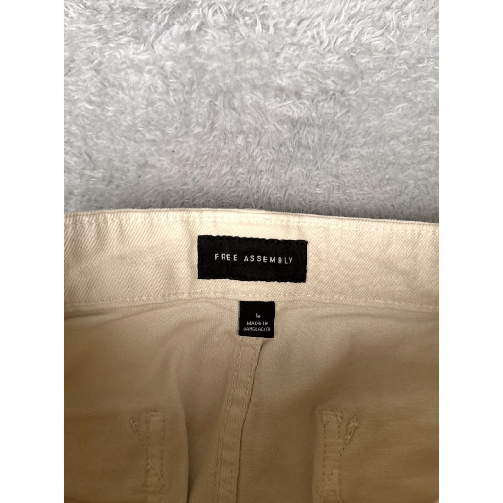 Vintage Free Assembly Jeans Womens 4 Beige Wide-Leg High Rise Raw Hem Cotton 27x26 Size 27" / US 4 / IT 40 - 6 Thumbnail