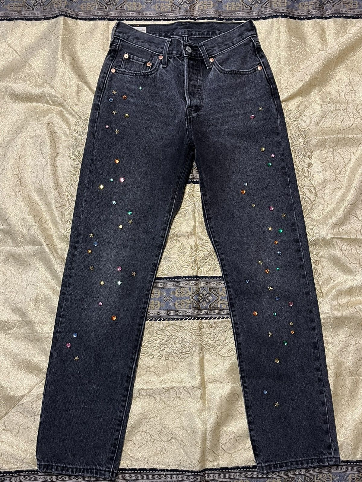 Levi's × Vintage Bedazzled Black Levi jeans Size 26" / US 2 / IT 38 - 2 Thumbnail