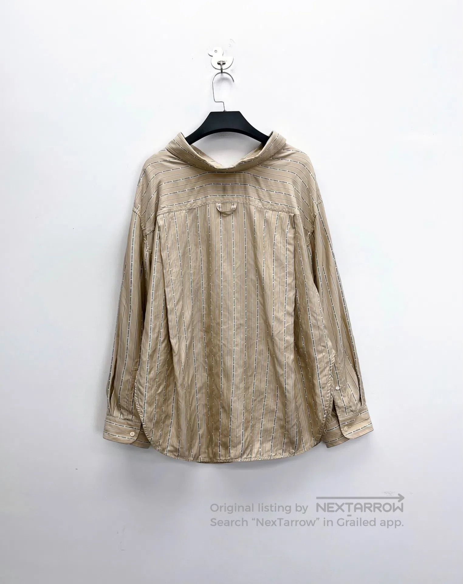 Balenciaga Balenciaga Khaki Striped Barrage Print Mulberry Silk Shirt Size XXL / US 16-18 / IT 52-54 - 2 Thumbnail