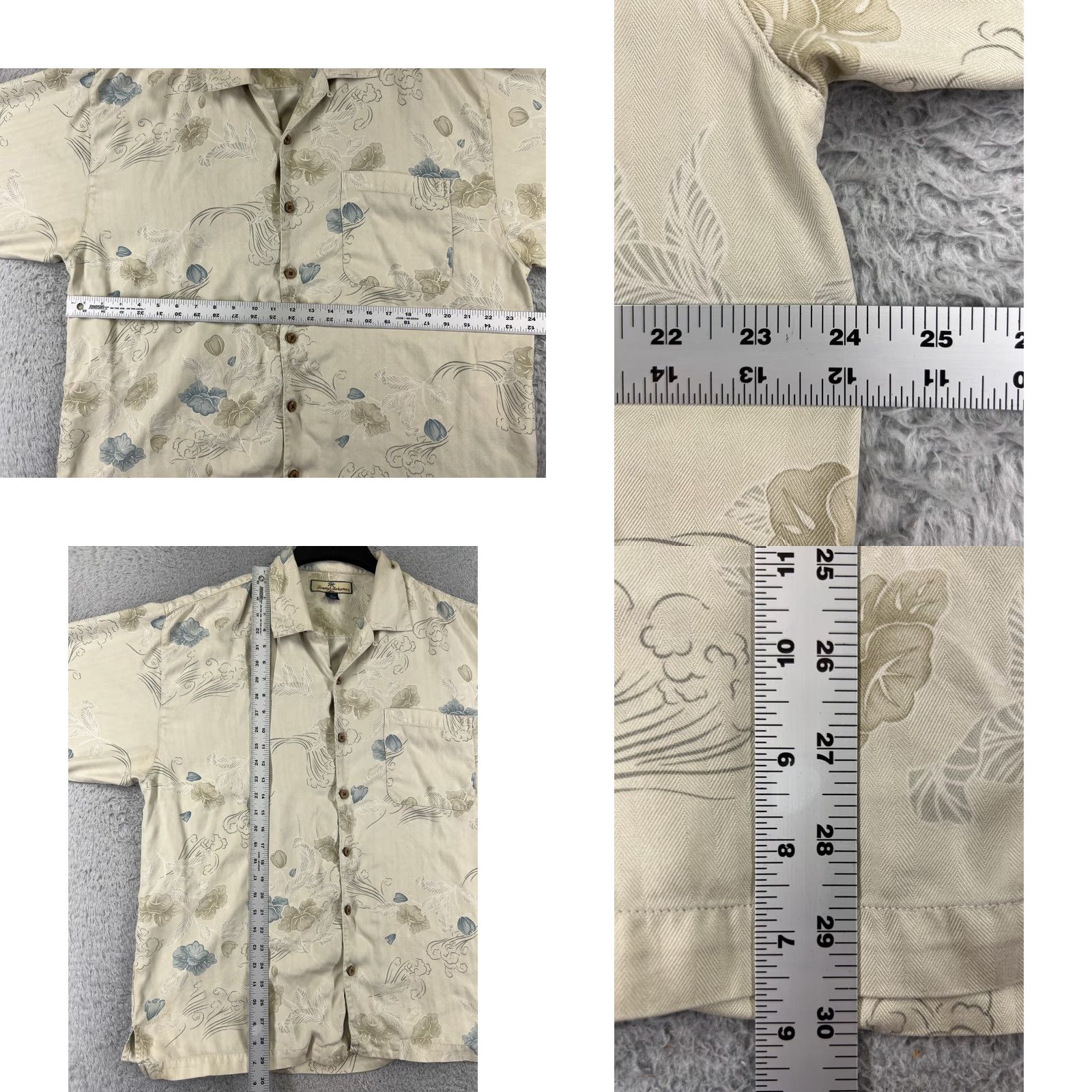 Tommy Bahama Tommy Bahama Shirt Men XL Ivory Floral 100% Silk Hawaiian Button-Up Short Sleeve Casual Beach Vacation Resort Mens Size US XL / EU 56 / 4 - 8 Thumbnail