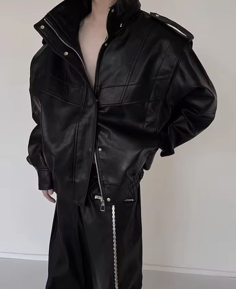 Japanese Brand 🏍️ Premium Black PU Leather Biker Jacket – Moto Core 2026 Size US L / EU 52-54 / 3 - 9 Thumbnail