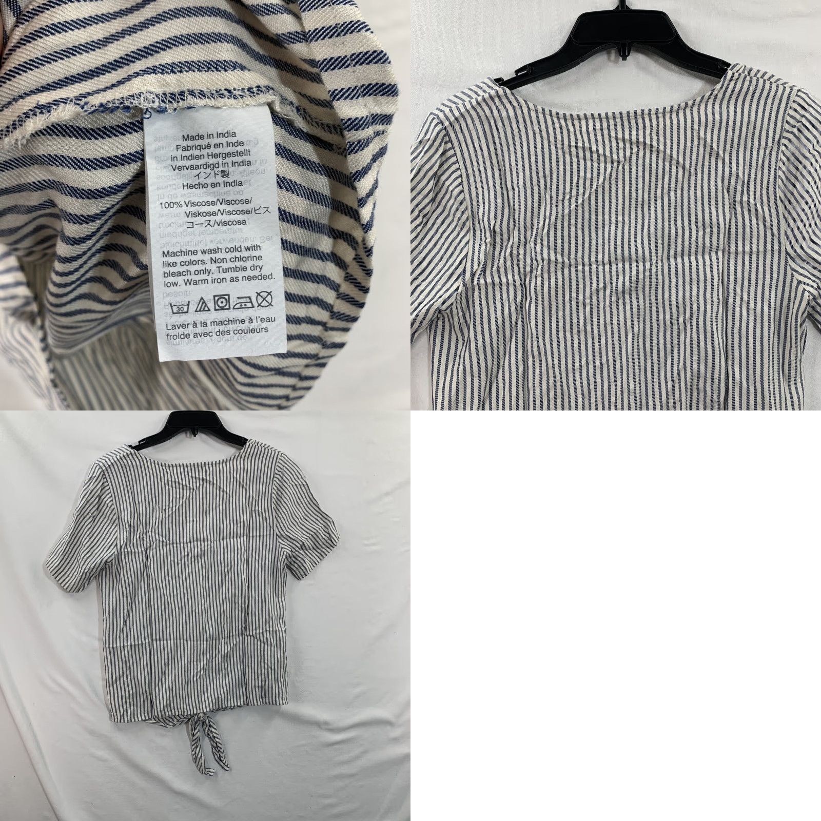 Madewell Madewell Shirt Women's XS Blue White Striped V Neck Short Sleeve Top Size XS / US 0-2 / IT 36-38 - 8 Thumbnail