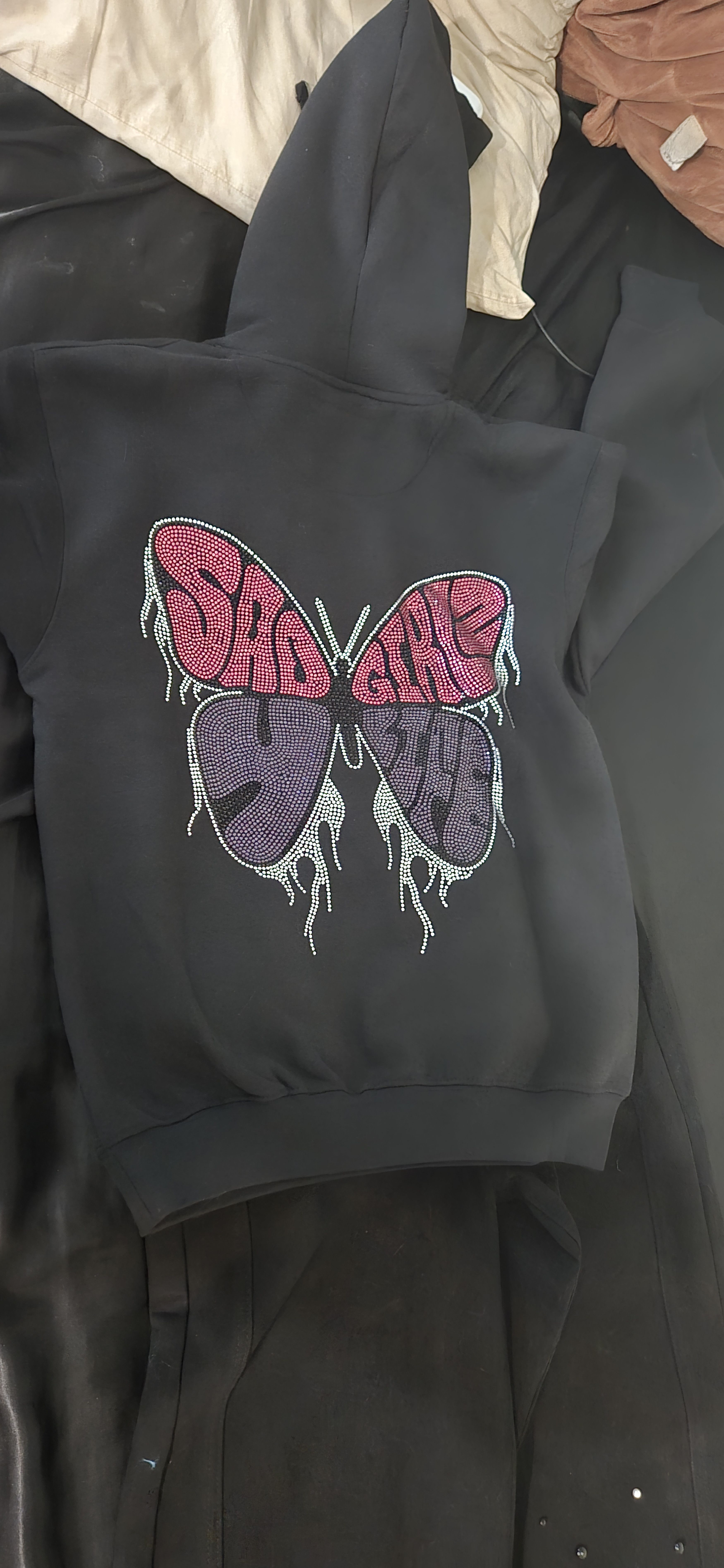 Sad Boys sad girlz rhinestone hoodie Size S / US 4 / IT 40 - 1 Thumbnail