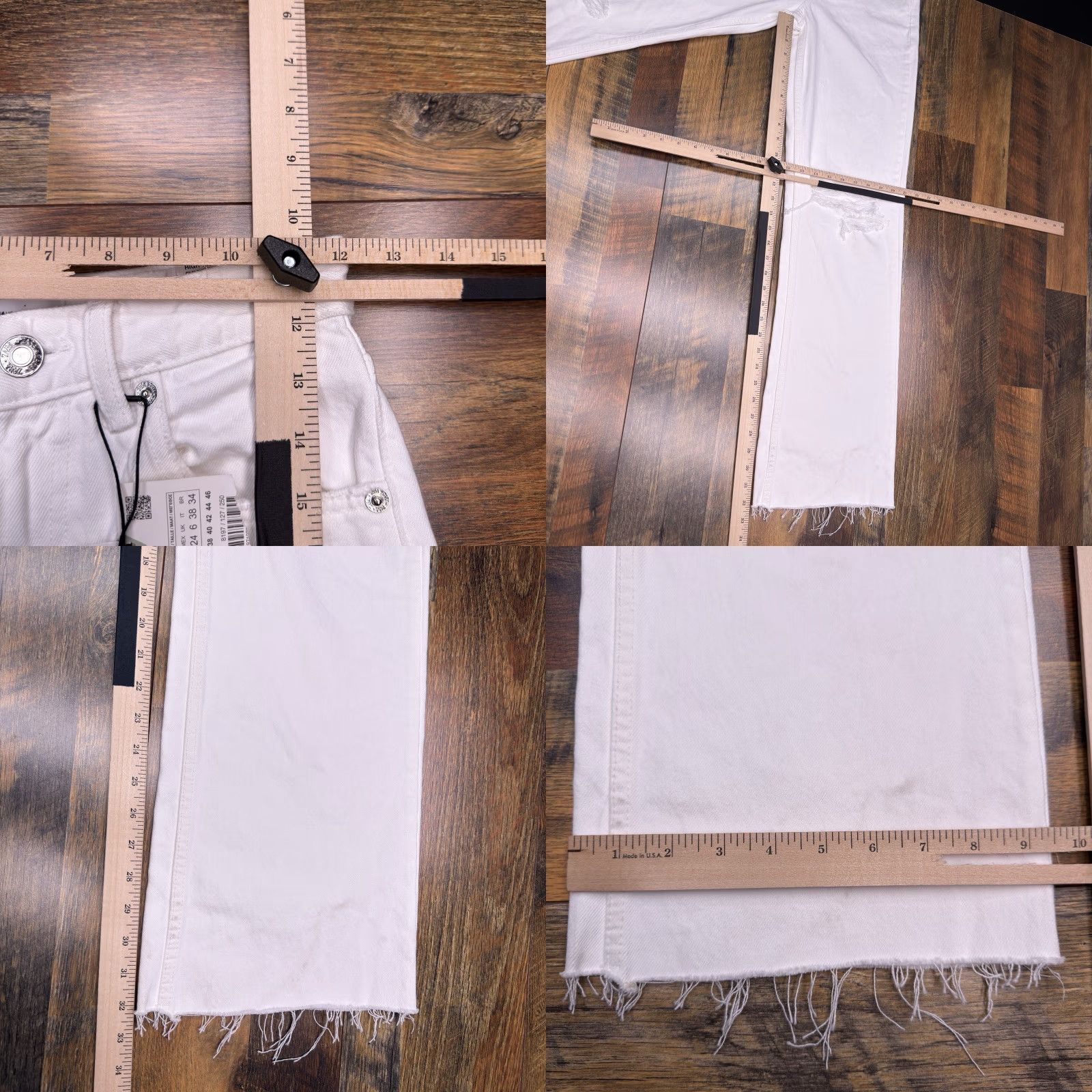 Zara Zara Jeans Womens 2 White Wide-Leg High Rise 32.5in Inseam Distressed 5-Pocket Denim Bohemian City Shirt? Size 26" / US 2 / IT 38 - 9 Thumbnail